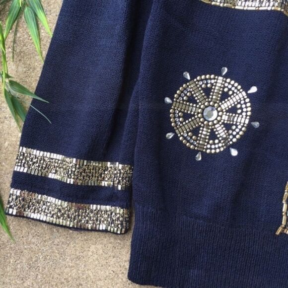 St. John Evening Nautical Embellished Knit Sweater - Picture 3 of 8